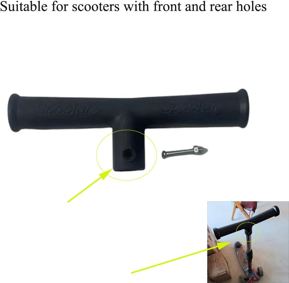 2 Pack Kids Kick Scooter Handlebar Replacement Handle Bar Parts for Kids Scooter Adjustable Height Handlebars 3 Wheel Folding Scooters Removable Seat 1 Inch Tube Front Rear Screw Type