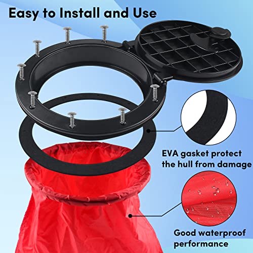 8-Inch Deck Hatch Plate Kit for Boat Kayak with Storage Bag and Fasteners - Black
