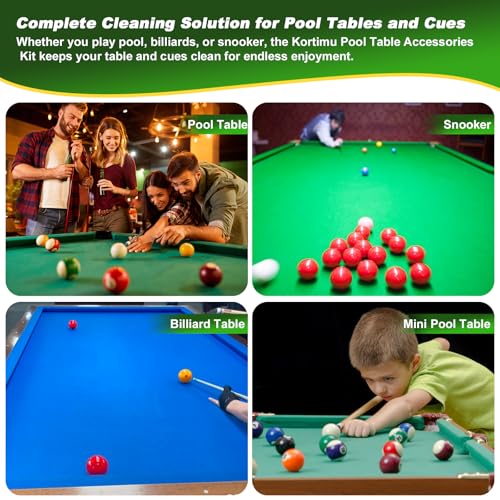 Billiard Pool Table Cleaning Kit - 10-Piece Maintenance Set with Brushes, Patches & Accessories