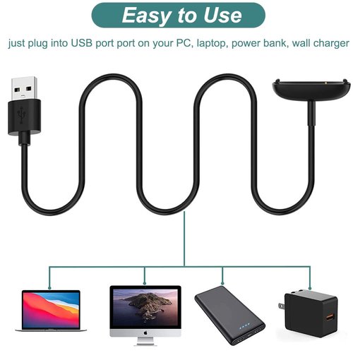 Kissmart Charger for Fitbit Inspire 2 Fitness Tracker, Replacement Charging Cable Cord Accessory for Fitbit Inspire 2 [2-Pack, 3.3ft/1m]