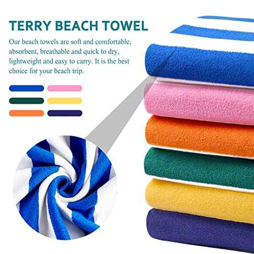 4 Packs Oversized Stripe Beach Towel Thin Terry Set for Women Men 72X40 in Absorbent Big Extra Large XL Clearance Travel FamiliesTowels Accessories Essentials Adults Gift Blue Pink Yellow Green