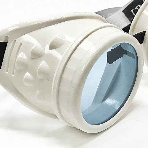UMBRELLALABORATORY Hyper Vision goggles white Steampunk Rave Meme Glasses - nerd funny gift for men women