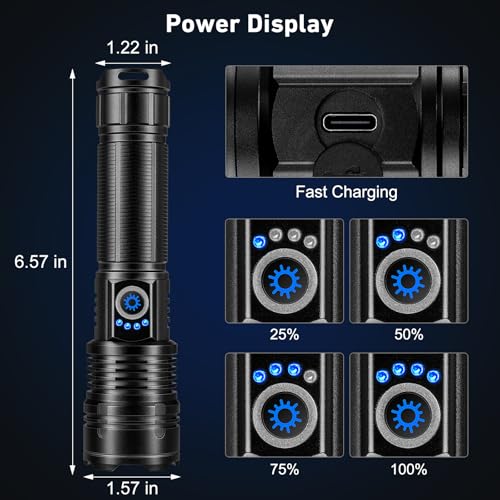 Rechargeable 99,000 Lumen LED Flashlight 2 Pack - Waterproof, 5 Modes, Long Battery Life