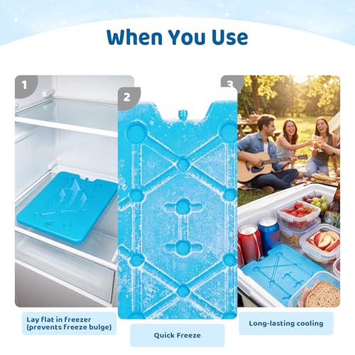 Large Reusable Ice Packs for Coolers - 13 x 10 inch, 6Lb, Set of 4