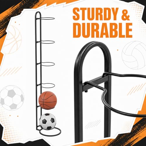 6-Tier Ball Storage Rack Cube Organizer for Basketball Football Volleyball - 9.25" W x 56.3" H