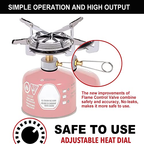 Portable Camping Propane Stove with Gas Adapter - 10,000 BTU Single Burner, Full Set with Carrying Case
