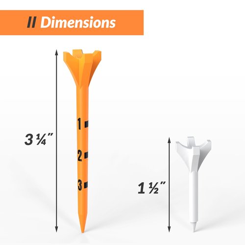 EAGLE WORK Plastic Golf Tees with Thickened Shaft, Pack of 150 (3-1/4" & 1-1/2"), 4-Prongs Head Design to Reduce Friction & Side Spin, The Ultimate Gift for Golfers
