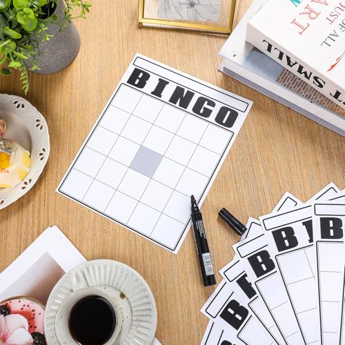 White Jumbo Bingo Cards 36 Pack 8x10 Inch Blank Game Cards for Parties