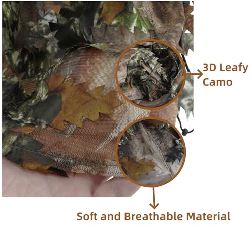 Camouflage Leafy Full Face Mask Headwear - Coffee Camo, 2-in-1 Adjustable Sniper Veil for Hunting & Wildlife
