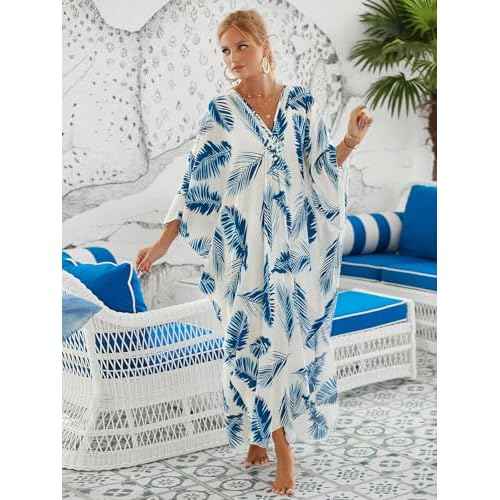 Women Animal Print Kaftan Dresses Plus Size Swimsuit Coverup 2025 Summer Bathing Suit Caftan Loungewear Beach Dress