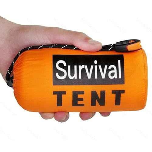 Emergency 2-Person Orange & Gray Survival Tent with Whistle & Paracord, Storm & Tornado Shelter, Tactical for Camping & Survival Kit