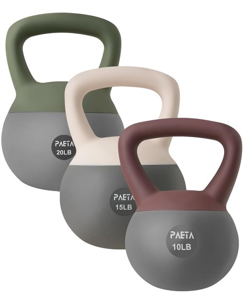 PAETA Soft Kettlebell for Home Gym ??Anti-Slip Grip & Wide Handle Design, Soft-Sided Cushioned Base Kettlebell, Soft Kettlebell set for Strength Training - Ideal for Men, Women, 45lbs