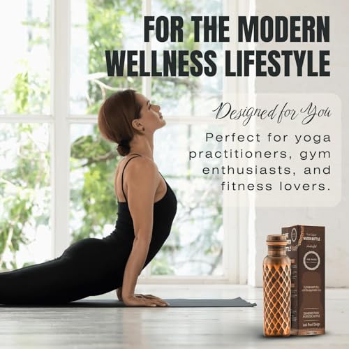 Pure Copper Water Bottle 34 Oz - Ayurvedic Drinking Water Container