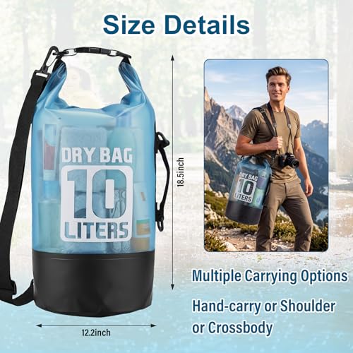 Dark Blue Waterproof Dry Bag Backpack 10L Roll Top Waterproof Bag for Men Women