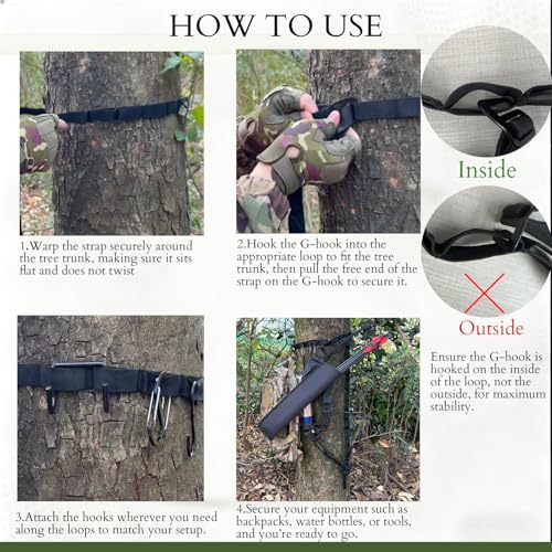 6.6ft Saddle Hunting Daisy Chain Strap with Metal Hooks & G-Hook