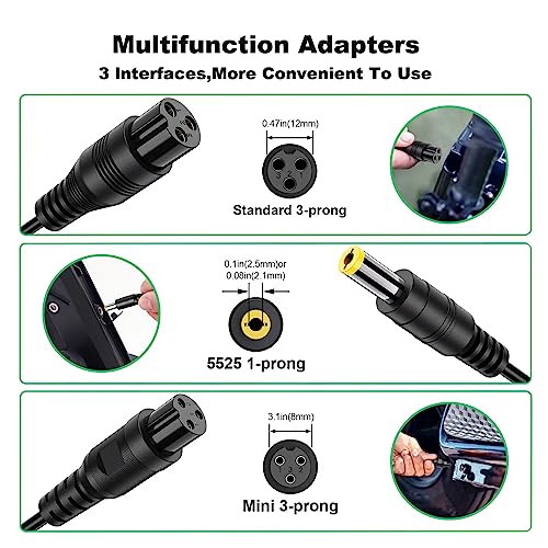 42V 2A Replacement Charger for E-Scooters & E-Bikes with 3 Claw Ports