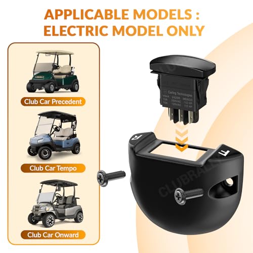 Black Forward Reverse Switch and Housing Kit for Golf Carts - Compatible with Club Car Precedent, Tempo, Onward