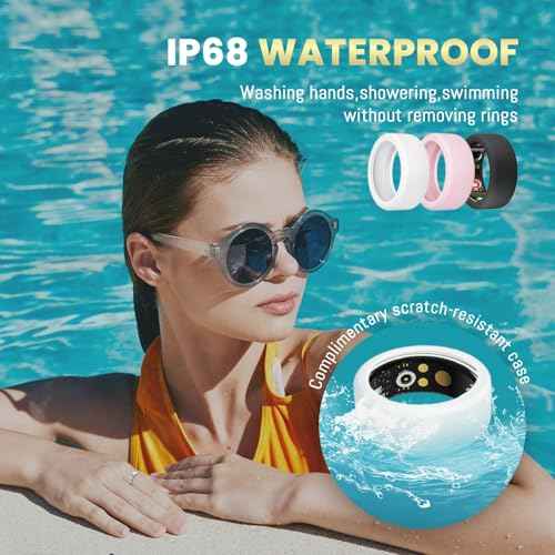 Smart Ring For Women Men, Health Tracker with Heart Rate, Blood Oxygen, Blood Pressure, Sleep Monitor, Step Counting, IP68 Waterproof Fitness ring, No App Fees for iPhone & Android (Lavender Pink, 8#)