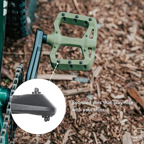 Funn Taipan S Plastic MTB Flat Pedals with CrMo Axle - Green