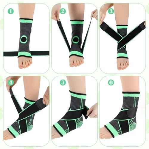 2 Pcs Ankle Brace for Kids - Kids Compression Socks, Youth Ankle Brace for Sports, Adjustable Support for Running, Sprains and Fitness, Compression Ankles Socks for Women, Unisex (Green)