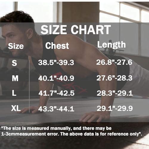 Men's Black Large Tank Top Workout Sleeveless Gym Muscle Tank Shirt - CUIFUTANG