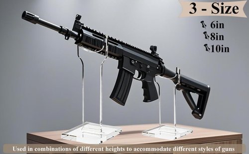 LITAITAI 1Pack Rifle, Long Gun Display Stand,Clear Acrylic Gun Presentation Stands,Shotgun Holder,Hunting Gun Display Rack (6&8 in)