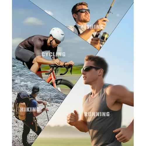 Sunglasses Men Polarized Mens Sunglasses, Wrap Around Sports Sun Glasses for Cycling Running with UV400 Protection
