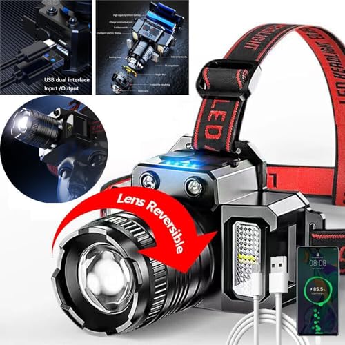 Rechargeable Headlamp with Motion Sensor, 5 Modes, Power Bank - Variation C