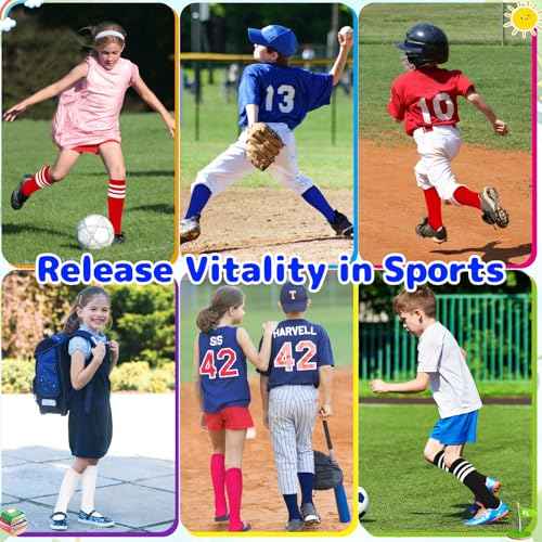 Olreco 1 Pack Toddler Kids Youth Soccer Socks Girls Boys Baseball Socks Youth Knee High Softball Football Accessories Cotton