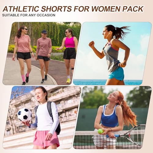 Women's Athletic Shorts with Pockets - 5 Pack, Medium, Black Navy Grey