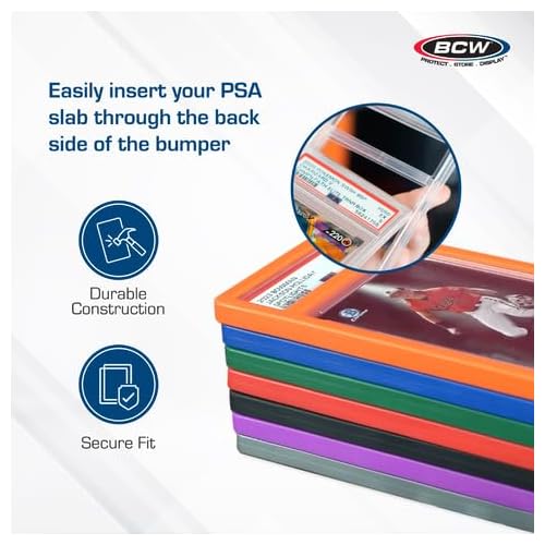 BCW Graded Card Slab Bumpers - Blue | TPE Edge Protectors for PSA Slabs (2017?Current) | Secure Fit & Easy Grip | Pack of 6 Bumpers for PSA-Graded Card Cases | Collector-Grade Protection