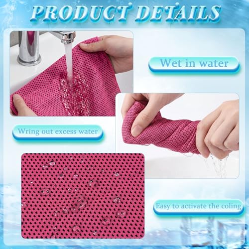 Cooling Towels with Water Bottle Set - Rose Red, 47 x 12 Inches, 10 Pack