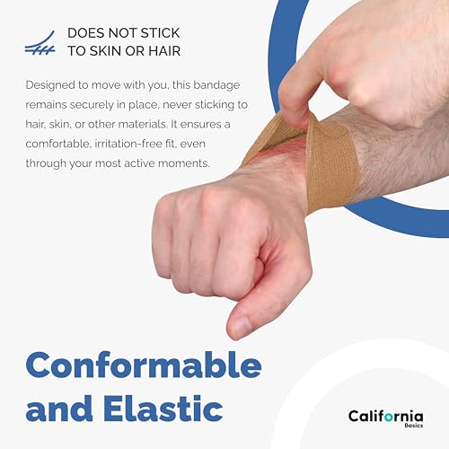 Self-Adhesive Athletic Bandage Wrap 2 Inch x 5 Yard Brown - Pack of 24