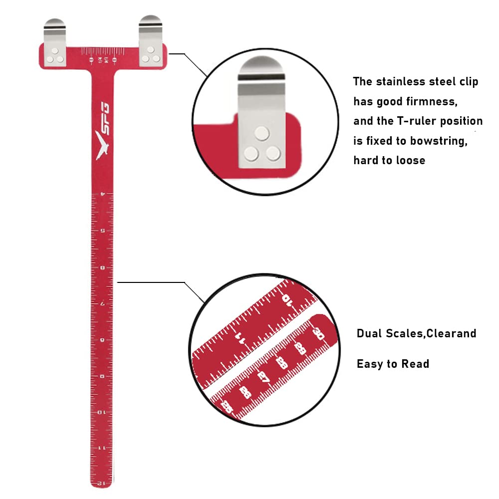 SOPOGER Archery Bow Square Nocking Points Pliers Bow String Knock Kit T Shape Turning Bow Square Ruler Tool String-Loop Nocking Buckle Pliers for Recurve Compound Bow Accessories (Red)