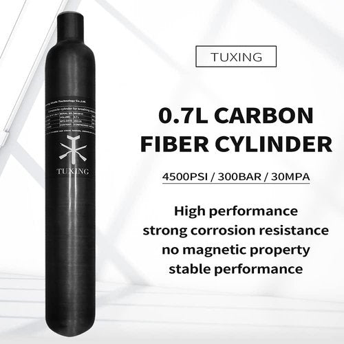 TUXING 30Mpa 4500Psi Carbon Fiber HPA Tank,0.7L 42Cu in 700cc Composite Cylinder Paintball Hunting for PCP Air Rifle Gun Daystateand FX Thread M18 * 1.5