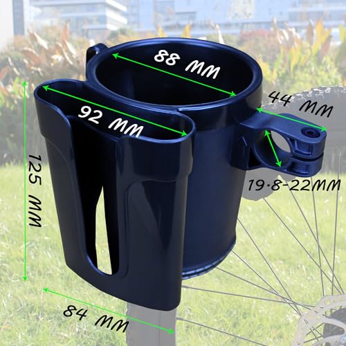 Bike Cup Holder with Phone & Key Storage - Black, Universal Mount for E-Bikes & Scooters