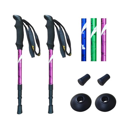 Yourjoy Hiking Trekking Poles, 2 Pack Anti Shock, Adjustable, Collapsible Hiking Poles for Trekking or Walking, Lightweight Aluminum Sticks for Children (Child-Pink)