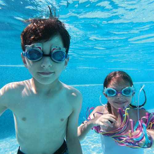 2 Pack Kids Swim Goggles No Leaking Anti Fog Waterproof Adjustable Goggles for Kids Ages 2-12 Toddler Boys Grils