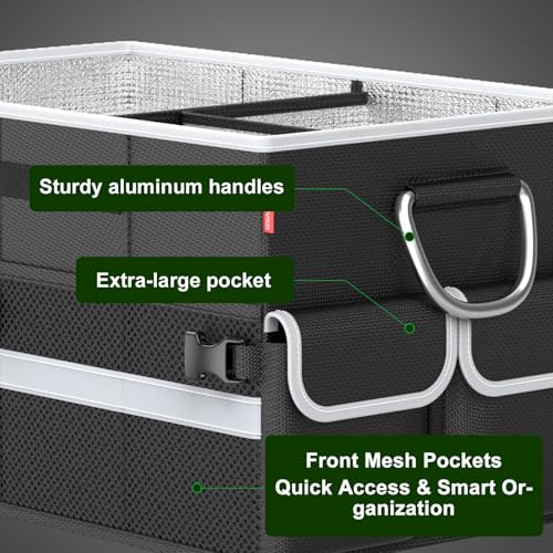 Insulated Cooler Bag - 45 Can Capacity, Keeps Cold 8H & Warm 7H, Portable Travel Cooler - Jet Black