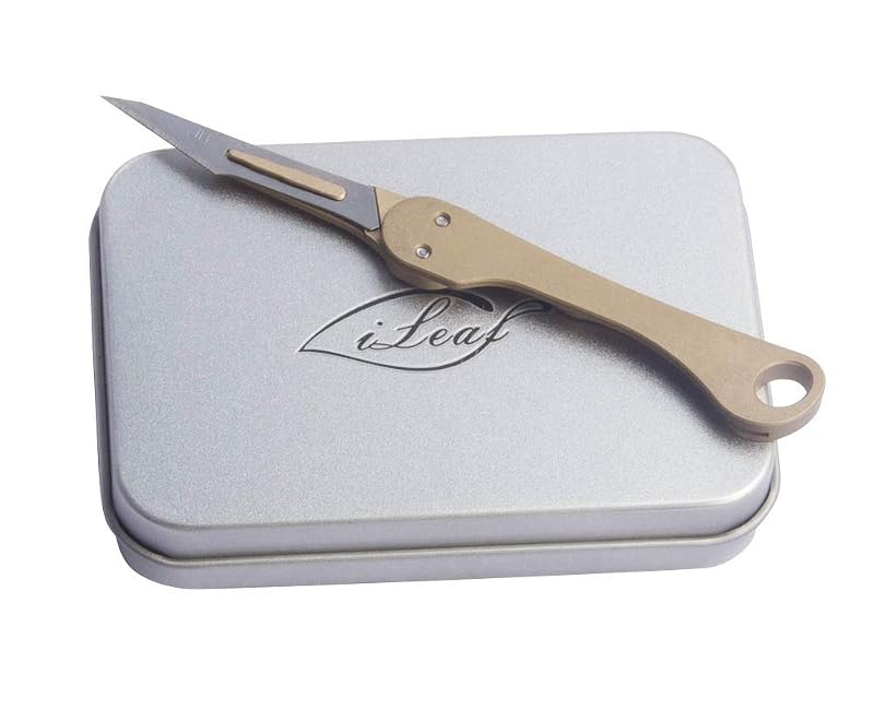 Brass Daily Mini Pocket Folding Utility Knife with 10 Replaceable Blades – Ultra Compact EDC