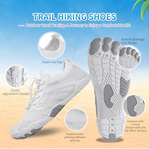 Water Shoes for Women Men - Breathable Non-Slip Athletic Footwear - White, Size 8-8.5 Women / 6-6.5 Men - Hiking & Water Sports