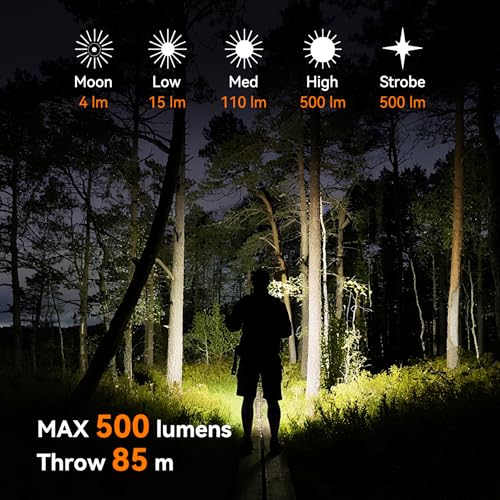 Grey Rechargeable Mini Keychain Flashlight with Magnet - 500 Lumens