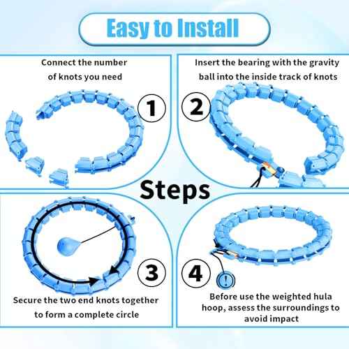 Skyrain Fit Hoop Weighted Waist Hoop for Adults Weight Loss at Home, Fitness Hoop with 32 Detachable Knots, 65 Inch Plus Size, Exercise Training Hoop for Women, Workout Equipment for Gifts