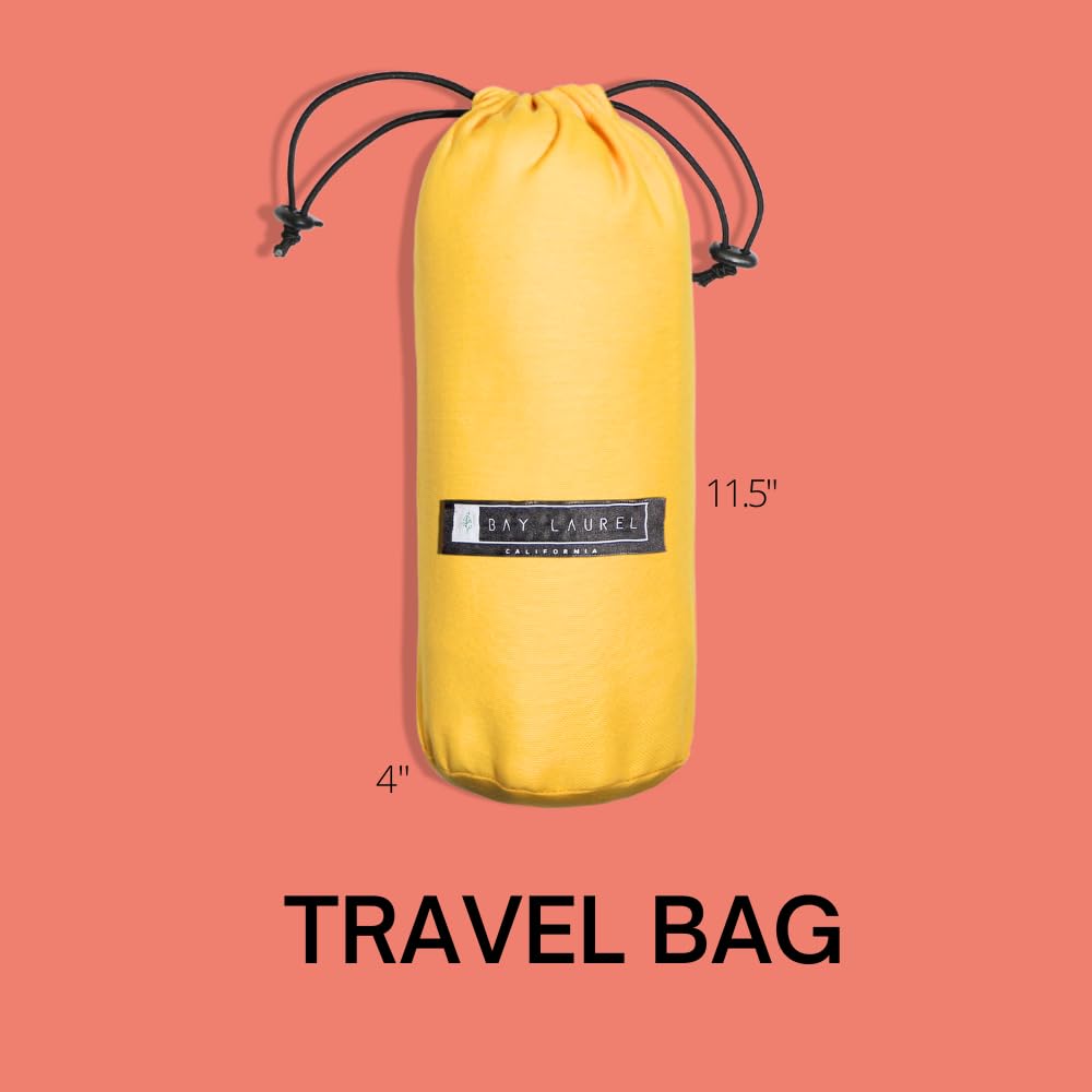 BAY LAUREL Turkish Beach Towel with Travel Bag 39 x 71 Quick Dry Sand Free Lightweight Large Oversized Towels Light (Orange with Yellow Bag)