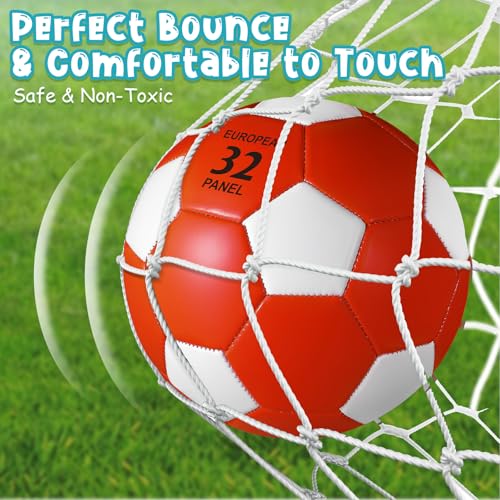 Soccer Balls Pack of 6 with Pump Size 3 Bright Colors for Kids & Recess