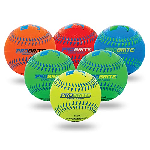 Youth Neon Rubber Tee Ball 6 Pack - Official Size & Soft Safe Practice Balls
