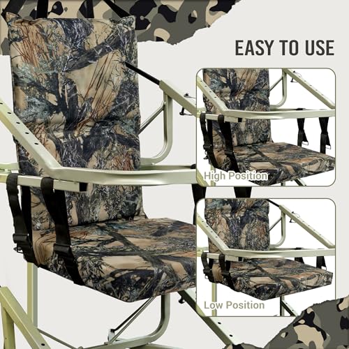 Tree Stand Seat Replacement Camouflage Cushioned Stool for Hunting