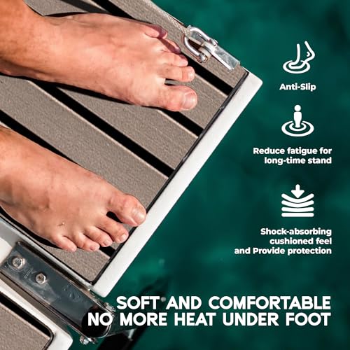 High-Density EVA Foam Boat Flooring - Faux Teak Marine Decking, 94" x 15" - Terra with Black Seam Lines