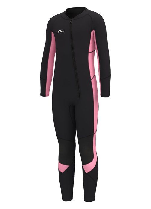 Hevto Kids Wetsuit for Girls Toddler Size 3T Child 3/2mm Neoprene Full Wet Suit Front Zip Thermal Swimsuit Swimming in Cold Water (K3-Pink, 3)