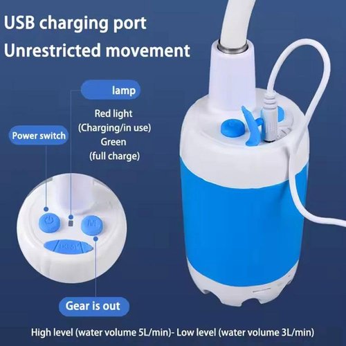 Portable Camping Shower Outdoor Camp Shower Pump, Rechargeable Outdoor Shower Head Sprayer with Digital Display, Rechargeable Electric Shower Pump for Camping Travel Car Washing (Blue 1pc)